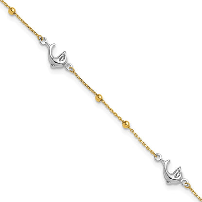 Two-tone Beads and Three Dolphins Plus Extender - Total Anklet - WBC