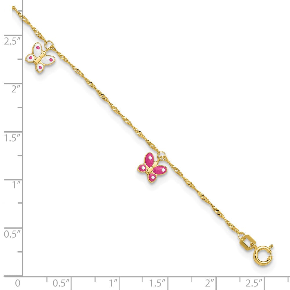 Pink and Enameled Butterfly Dangles Plus Extender - Total Anklet - WBC