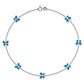 Blue Enameled Butterflies 7-Station Anklet - WBC