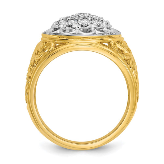 IBGoodman Two-tone Men's Polished Filigree 1 Carat AA Quality Diamond Round Cluster Ring Mounting - WBC