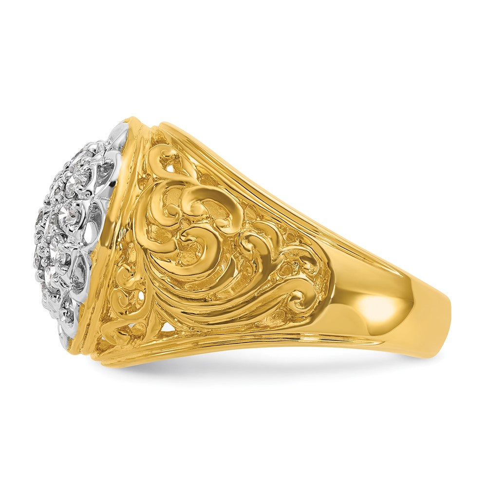 IBGoodman Two-tone Men's Polished Filigree 1 Carat AA Quality Diamond Round Cluster Ring Mounting - WBC