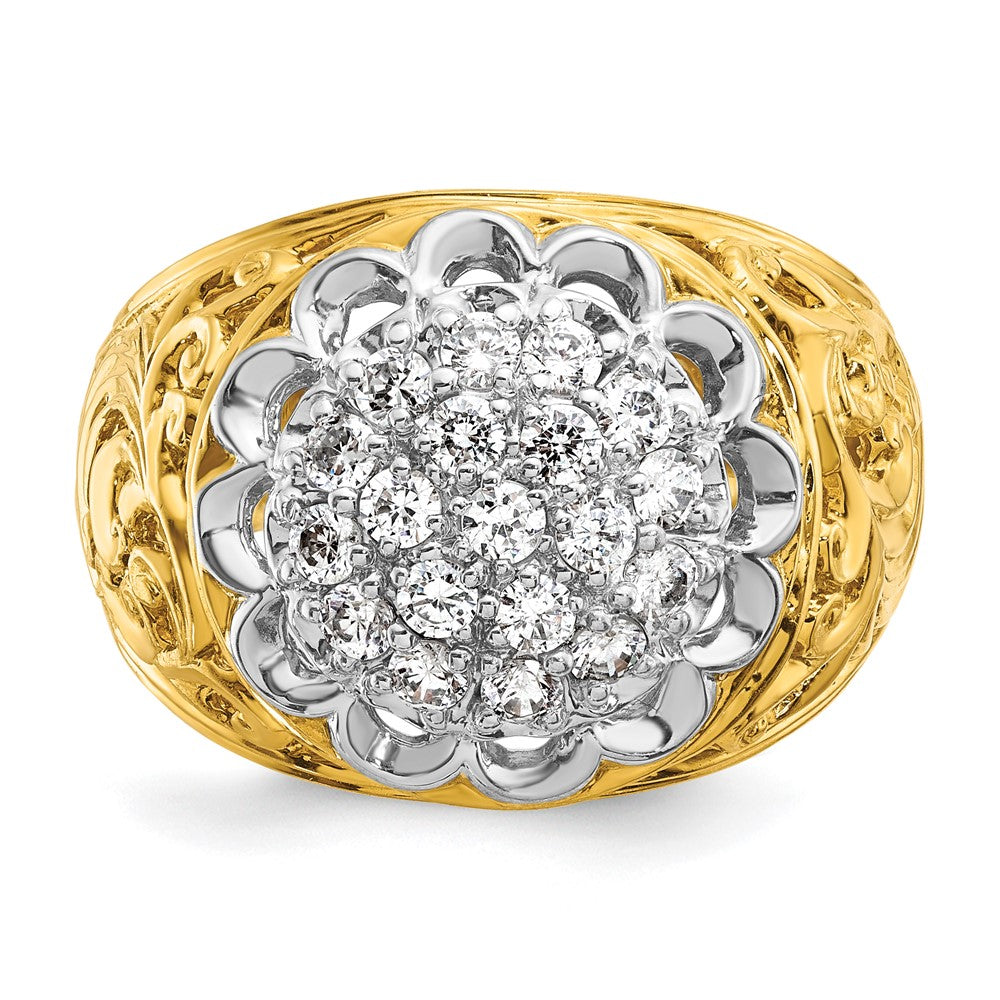 IBGoodman Two-tone Men's Polished Filigree 1 Carat AA Quality Diamond Round Cluster Ring Mounting - WBC