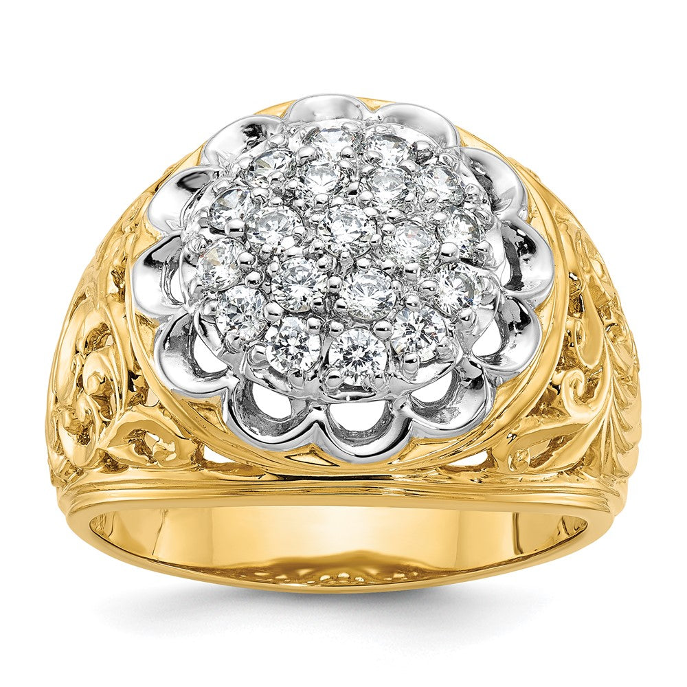 IBGoodman Two-tone Men's Polished Filigree 1 Carat AA Quality Diamond Round Cluster Ring Mounting - WBC