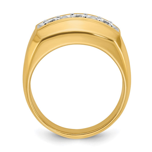 IBGoodman Two-tone Men's Polished and Satin 3-Stone 1/2 Carat AA Quality Diamond Ring - WBC