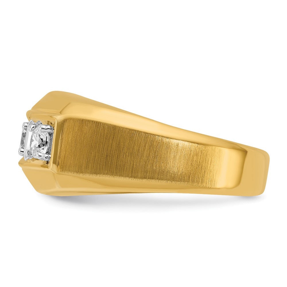 IBGoodman Two-tone Men's Polished and Satin 3-Stone 1/2 Carat AA Quality Diamond Ring - WBC