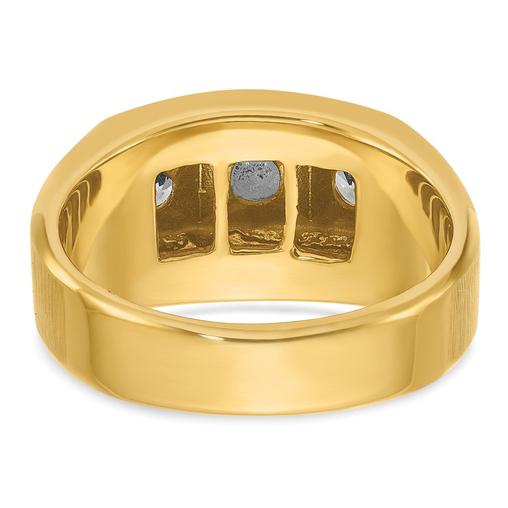 IBGoodman Two-tone Men's Polished and Satin 3-Stone 1/2 Carat AA Quality Diamond Ring - WBC