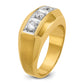IBGoodman Two-tone Men's Polished and Satin 3-Stone 1/2 Carat AA Quality Diamond Ring - WBC