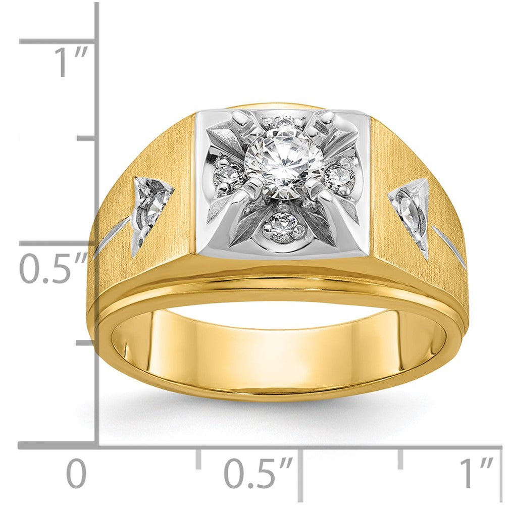 IB Goodman Two-tone Mens Polished and Satin 3/4 carat Diamond Complete Ring - WBC