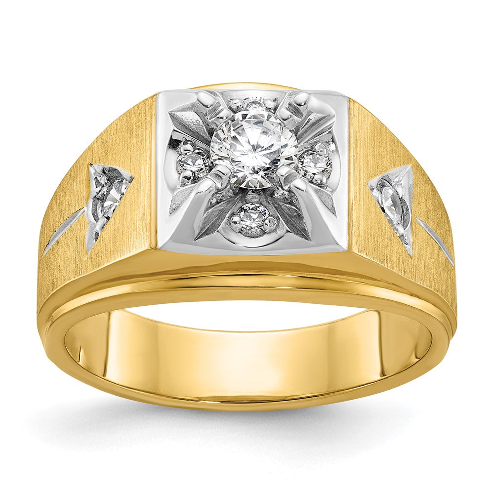 IB Goodman Two-tone Mens Polished and Satin 3/4 carat Diamond Complete Ring - WBC
