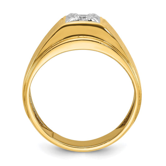 IB Goodman Two-tone Mens Polished and Satin 1/6 carat Diamond Complete Ring - WBC