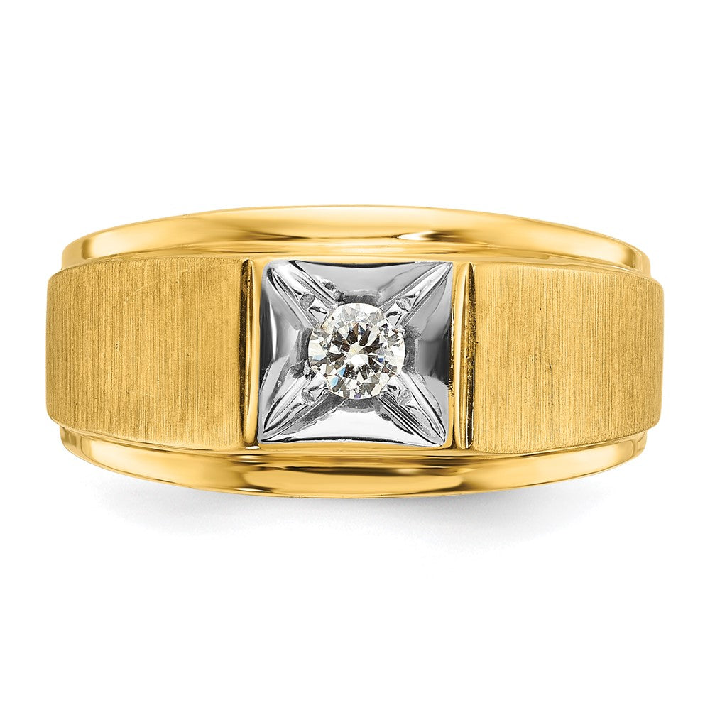 IB Goodman Two-tone Mens Polished and Satin 1/6 carat Diamond Complete Ring - WBC