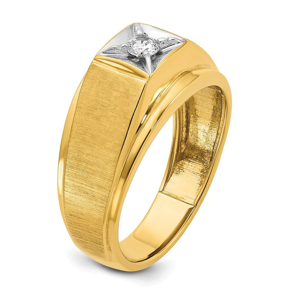 IB Goodman Two-tone Mens Polished and Satin 1/6 carat Diamond Complete Ring - WBC