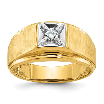 IB Goodman Two-tone Mens Polished and Satin 1/6 carat Diamond Complete Ring - WBC