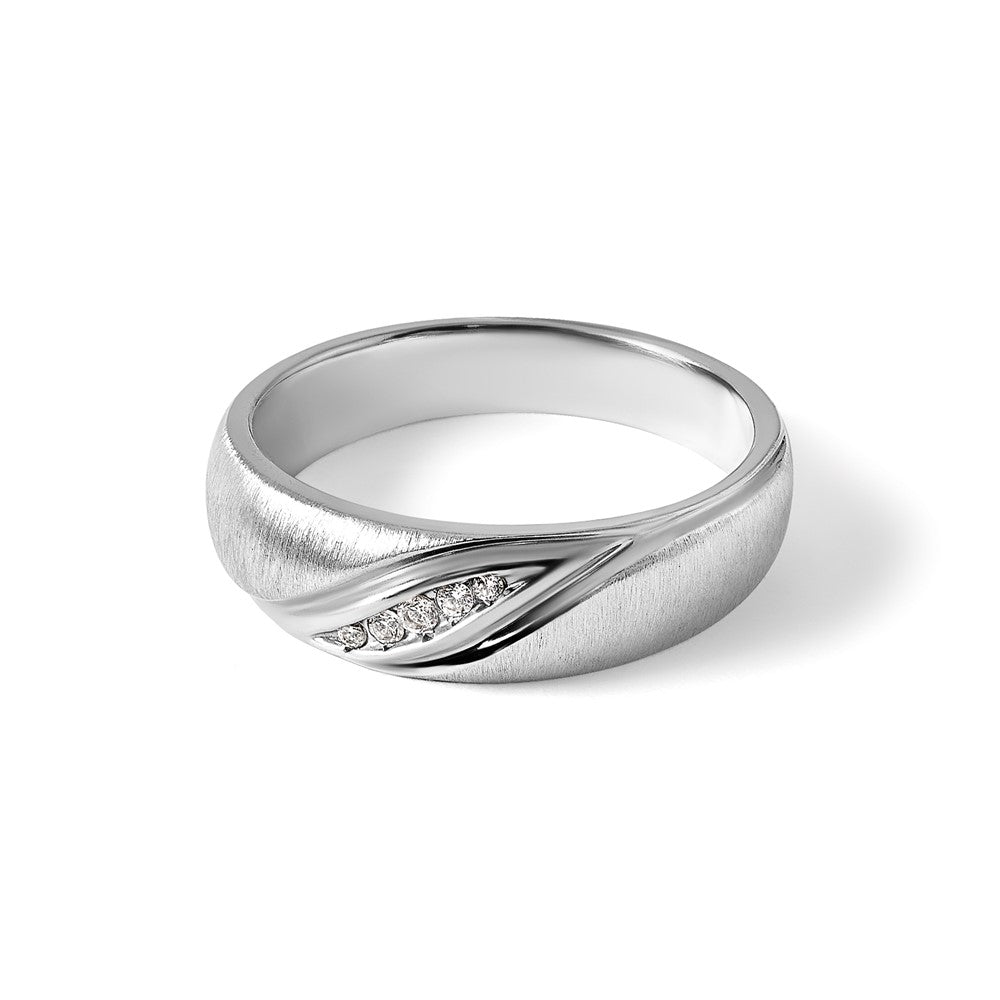 IBGoodman Men's Polished and Satin 1/15 Carat AA Quality Diamond Ring - WBC