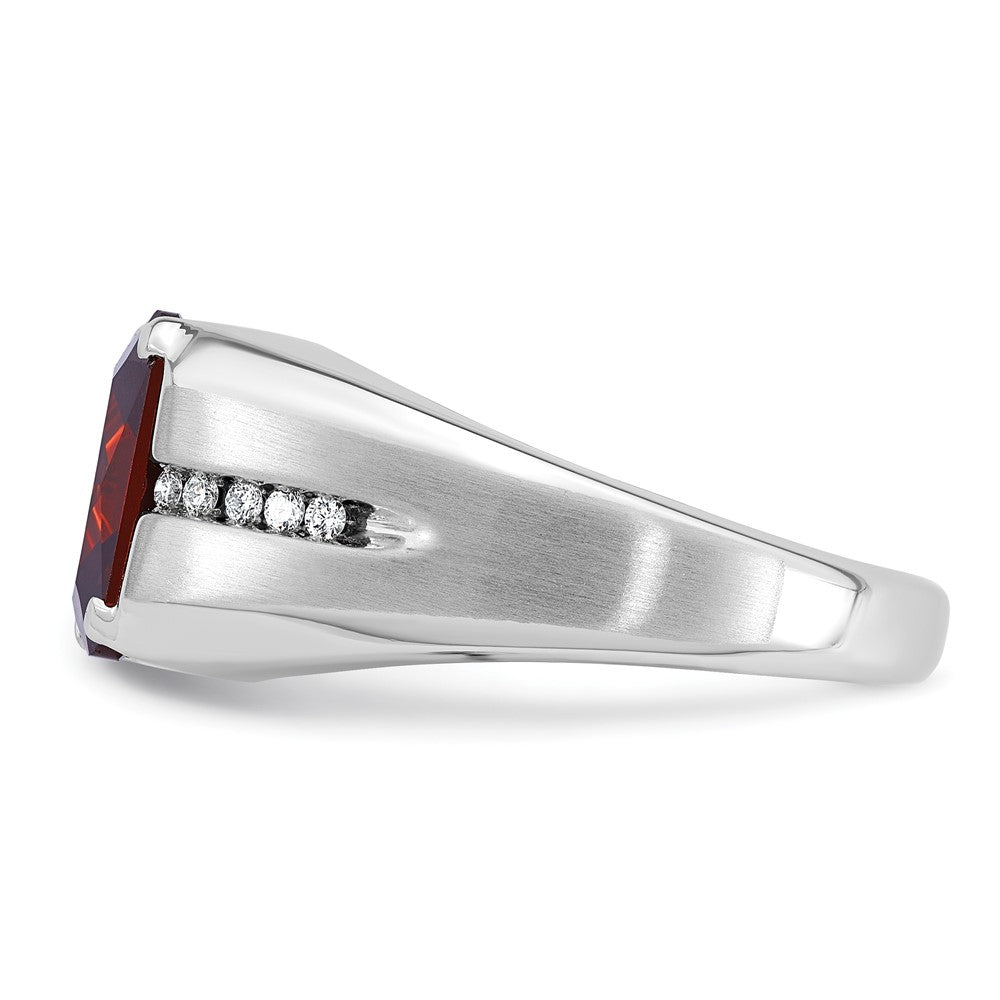 IB Goodman Mens Barrel Lab Created Garnet and 1/10 carat Diamond Complete Ring - WBC