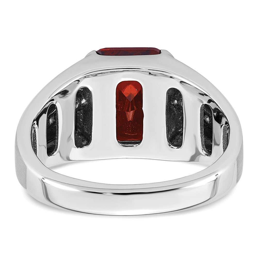 IB Goodman Mens Barrel Lab Created Garnet and 1/10 carat Diamond Complete Ring - WBC