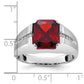 IB Goodman Mens Barrel Lab Created Garnet and 1/10 carat Diamond Complete Ring - WBC
