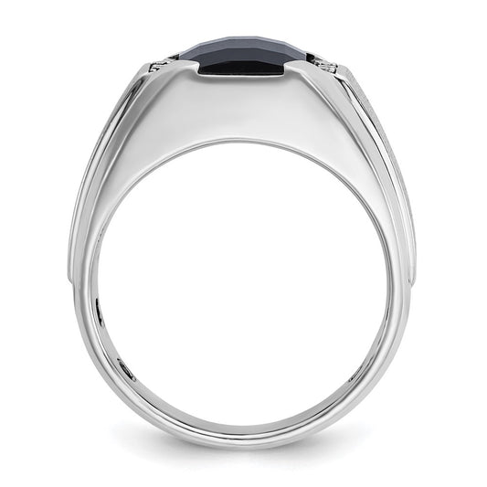 IBGoodman Men's Polished and Satin Onyx and .02 Carat AA Quality Diamond Ring - WBC