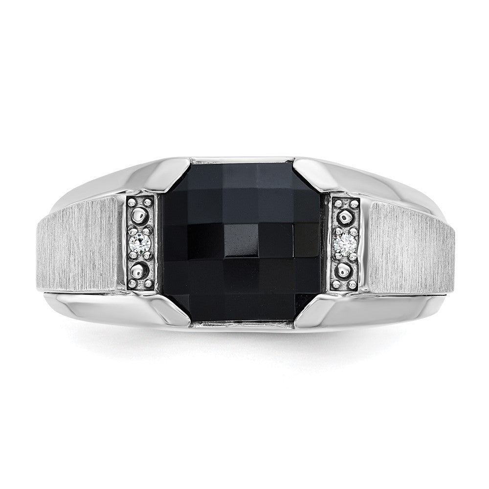 IBGoodman Men's Polished and Satin Onyx and .02 Carat AA Quality Diamond Ring - WBC