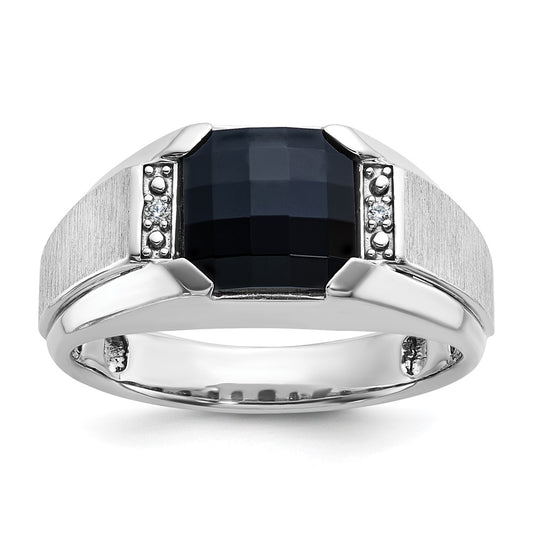IBGoodman Men's Polished and Satin Onyx and .02 Carat AA Quality Diamond Ring - WBC