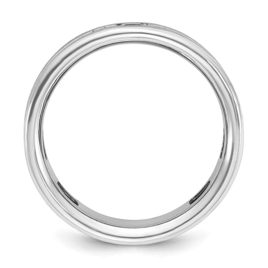 IB Goodman Mens Satin Lab Created Sapphire and 1/8 carat Diamond Complete Ring - WBC