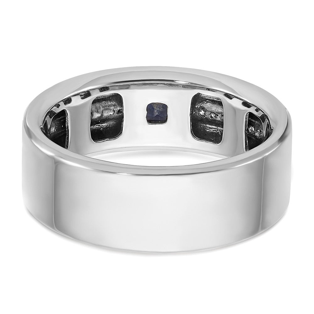 IB Goodman Mens Satin Lab Created Sapphire and 1/8 carat Diamond Complete Ring - WBC