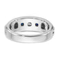 IBGoodman Men's Polished Satin and Grooved Square 1/6 Carat AA Quality Diamond and Lab Created Sapphire 3-Stone Ring - WBC