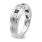 IBGoodman Men's Polished Satin and Grooved Square 1/6 Carat AA Quality Diamond and Lab Created Sapphire 3-Stone Ring - WBC