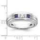 IBGoodman Men's Polished Satin and Grooved Square 1/6 Carat AA Quality Diamond and Lab Created Sapphire 3-Stone Ring - WBC