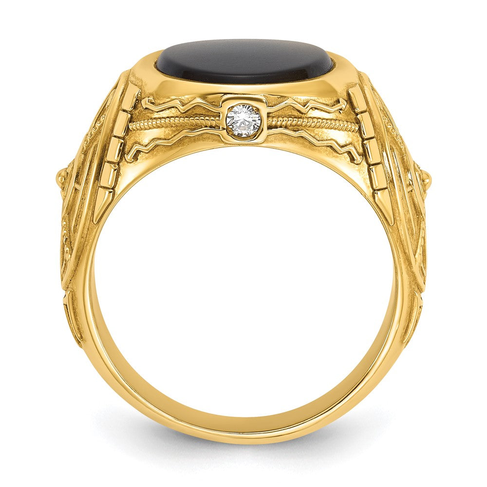 IB Goodman Mens Oval Onyx and 1/10 carat Diamond Complete Ring - WBC