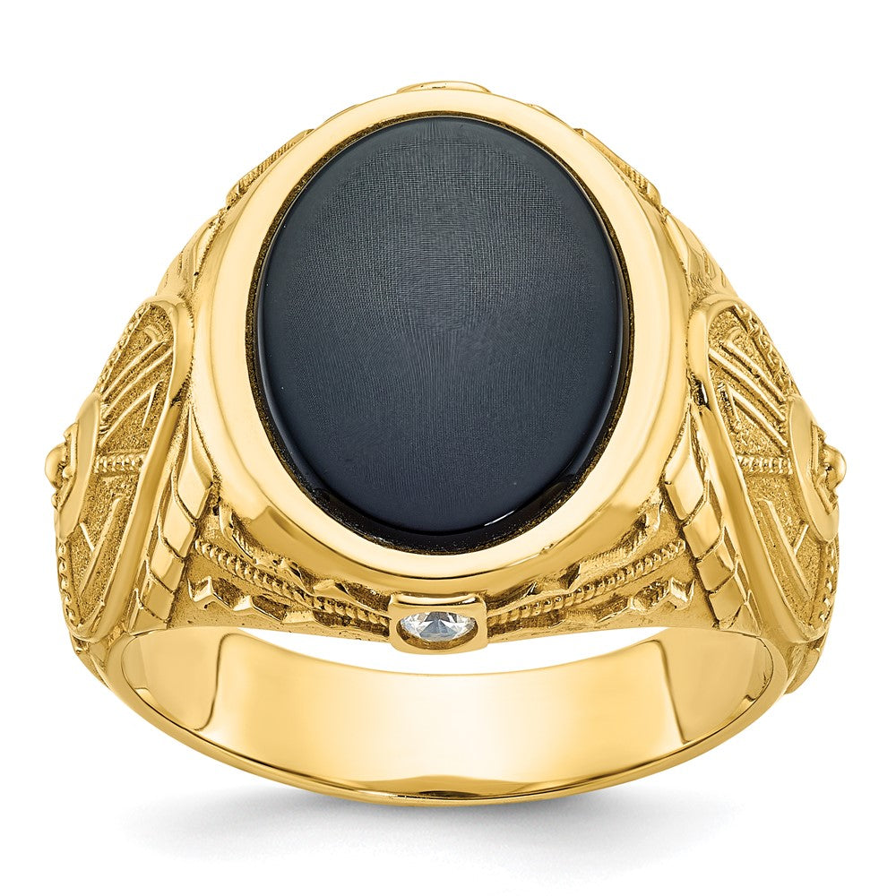 IB Goodman Mens Oval Onyx and 1/10 carat Diamond Complete Ring - WBC