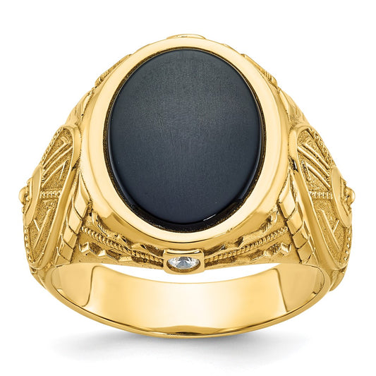 IB Goodman Mens Oval Onyx and 1/10 carat Diamond Complete Ring - WBC