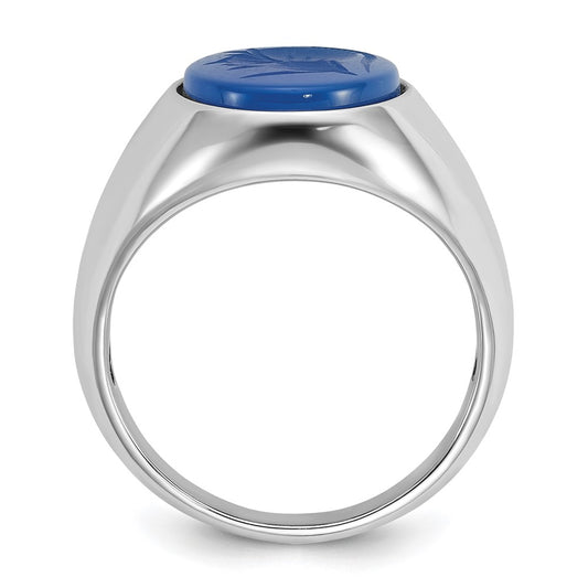 IB Goodman Mens Oval Blue Agate Complete Ring - WBC