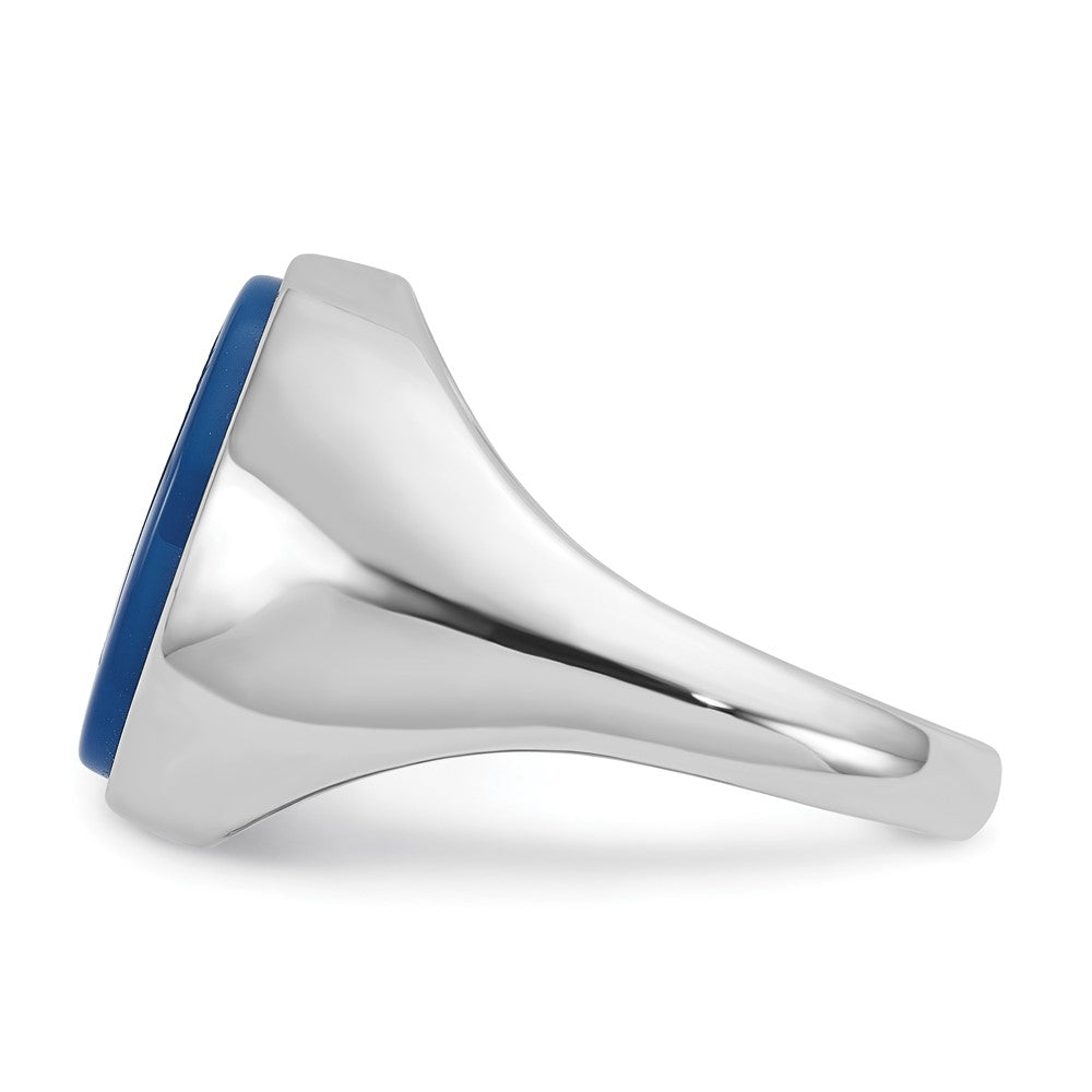IB Goodman Mens Oval Blue Agate Complete Ring - WBC