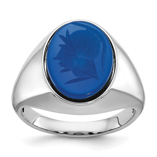 IB Goodman Mens Oval Blue Agate Complete Ring - WBC