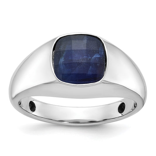 IB Goodman Mens Cushion Sapphire Doublet Stone Complete Ring - WBC