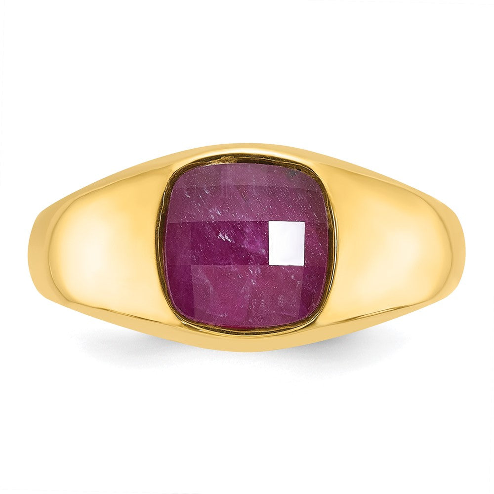 IB Goodman Mens Cushion Ruby Doublet Stone Complete Ring - WBC