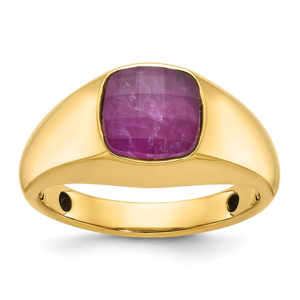 IB Goodman Mens Cushion Ruby Doublet Stone Complete Ring - WBC