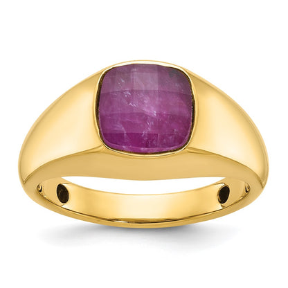IB Goodman Mens Cushion Ruby Doublet Stone Complete Ring - WBC
