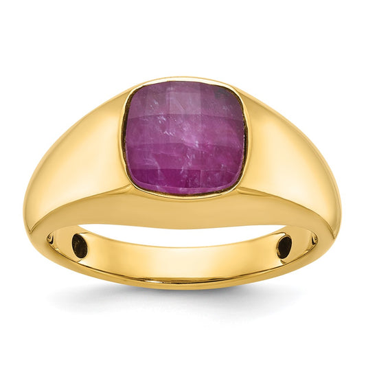 IB Goodman Mens Cushion Ruby Doublet Stone Complete Ring - WBC