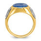IB Goodman Two-tone Mens Oval Blue Agate Complete Ring - WBC