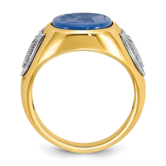 IB Goodman Two-tone Mens Oval Blue Agate Complete Ring - WBC
