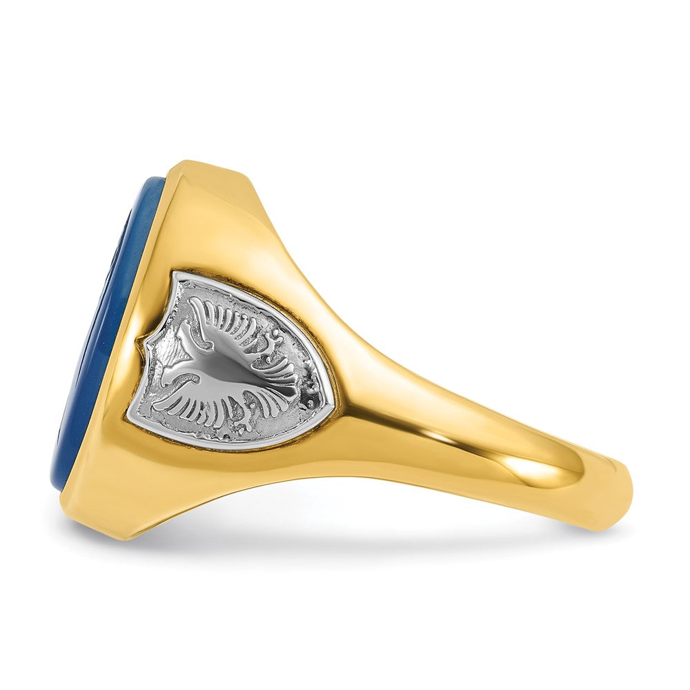 IB Goodman Two-tone Mens Oval Blue Agate Complete Ring - WBC
