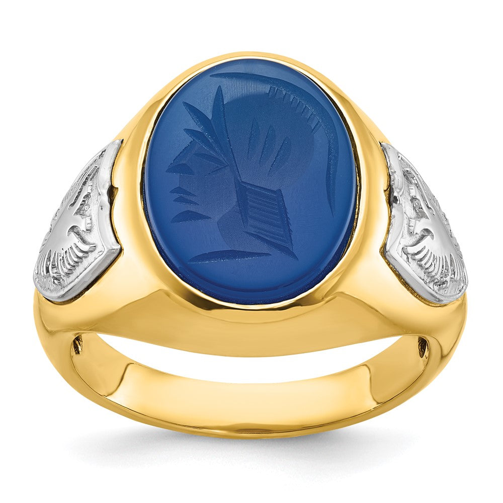 IB Goodman Two-tone Mens Oval Blue Agate Complete Ring - WBC