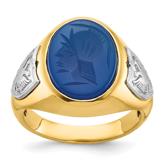 IB Goodman Two-tone Mens Oval Blue Agate Complete Ring - WBC