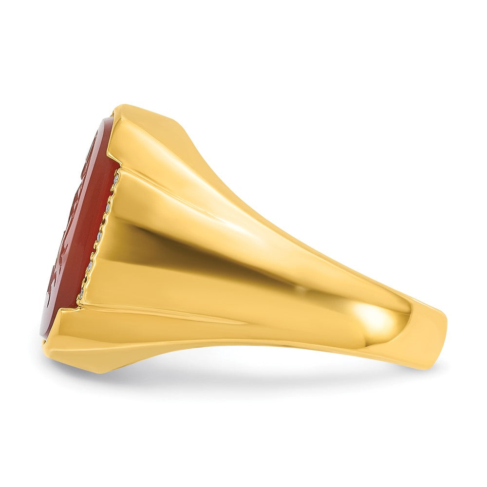 IB Goodman Mens Cushion Carnelian and 1/10 carat Diamond Complete Ring - WBC