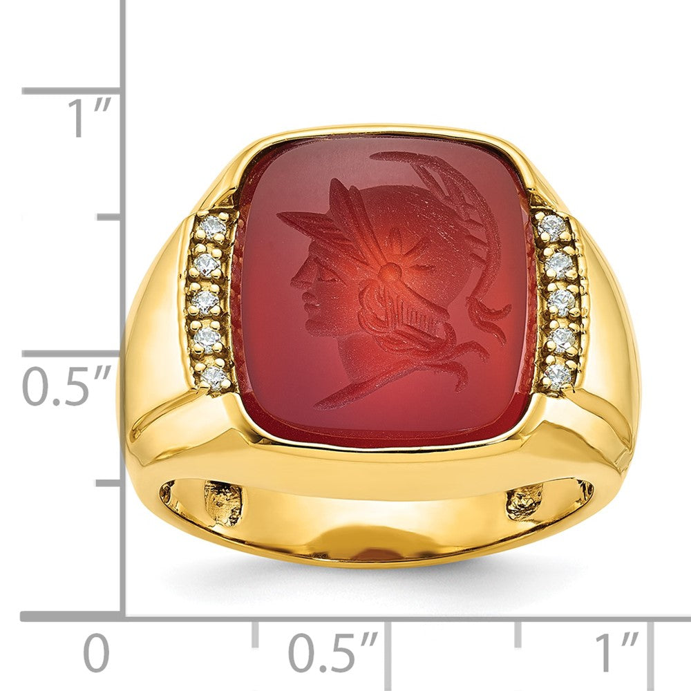 IB Goodman Mens Cushion Carnelian and 1/10 carat Diamond Complete Ring - WBC