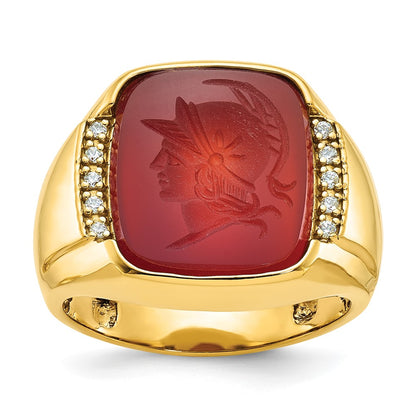 IB Goodman Mens Cushion Carnelian and 1/10 carat Diamond Complete Ring - WBC