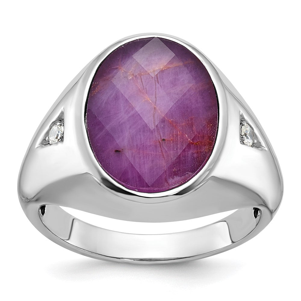 IB Goodman Mens Oval Ruby Doublet Stone and 1/15 carat Diamond Complete Ring - WBC