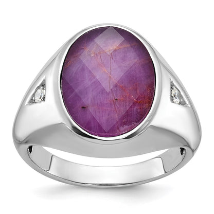 IB Goodman Mens Oval Ruby Doublet Stone and 1/15 carat Diamond Complete Ring - WBC